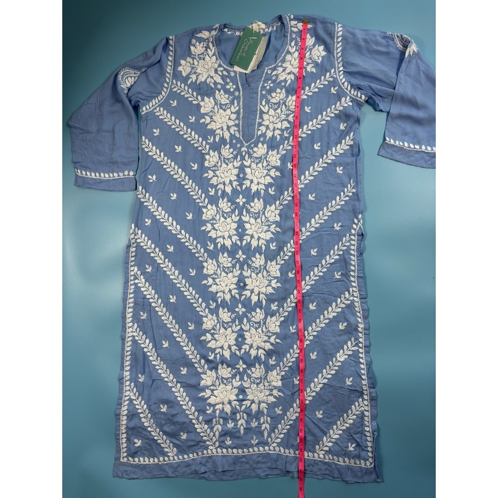 House of Chikankari Cotton Hand Embroidered Kurta Tunic Soft Runs Small - Picture 9 of 10